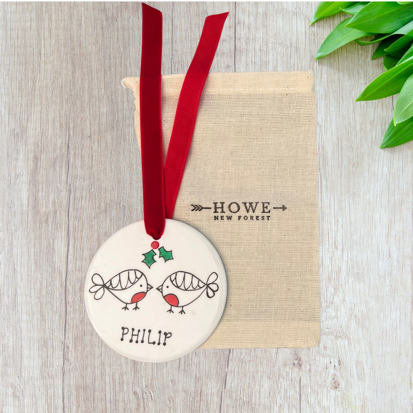 Ceramic disc baubles - Holly robins