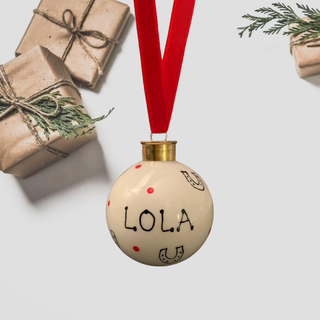 Personalised pet name bauble - Horseshoes