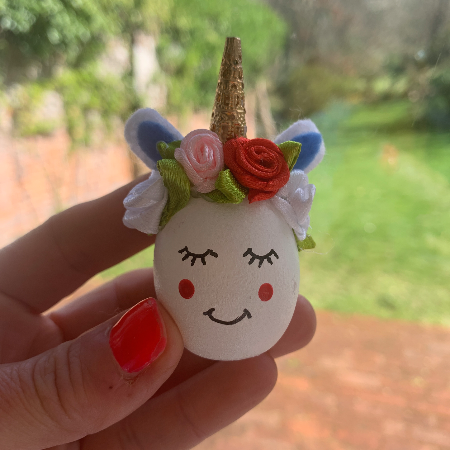 Handmade wooden egg - UNICORN
