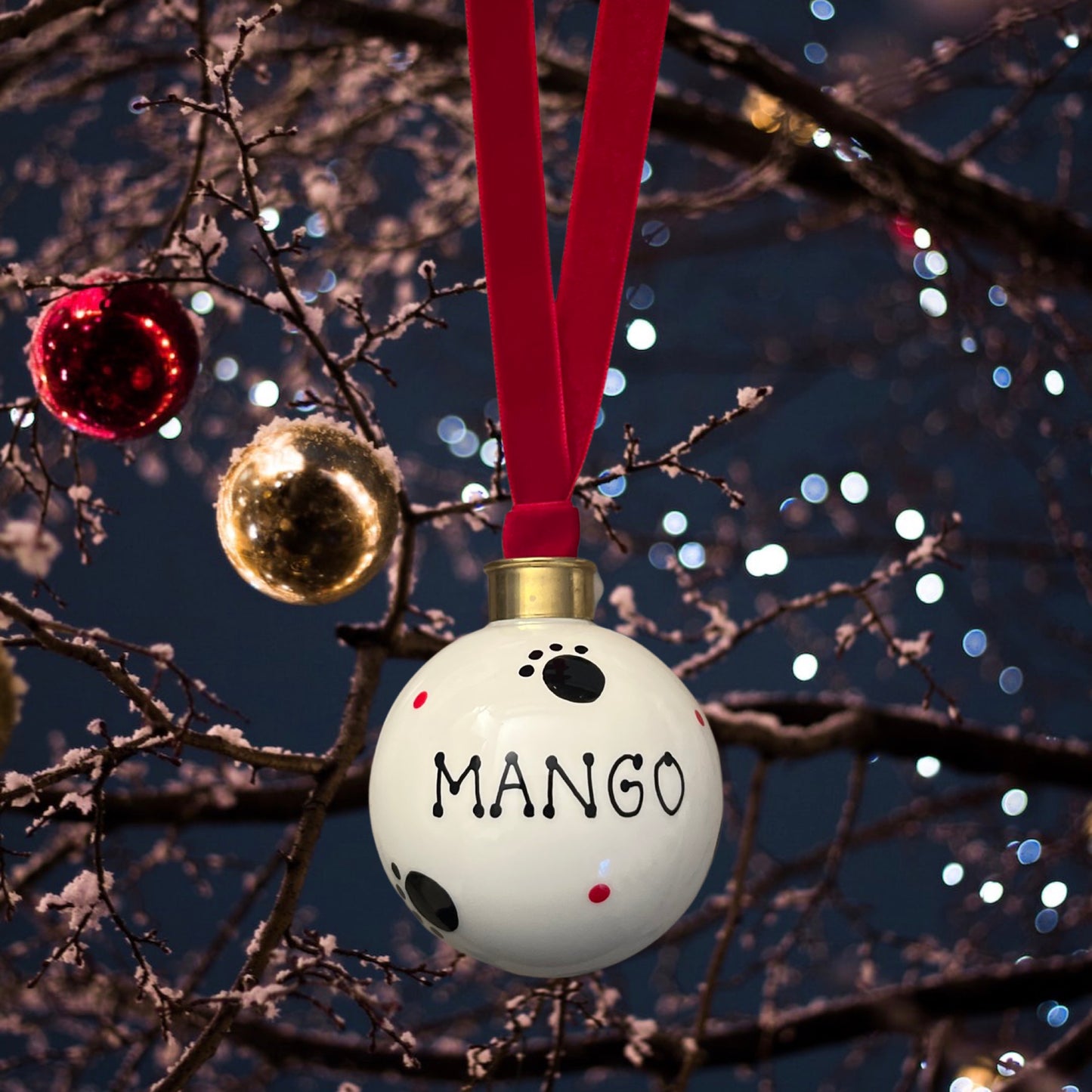 Personalised pet name bauble - Paw prints