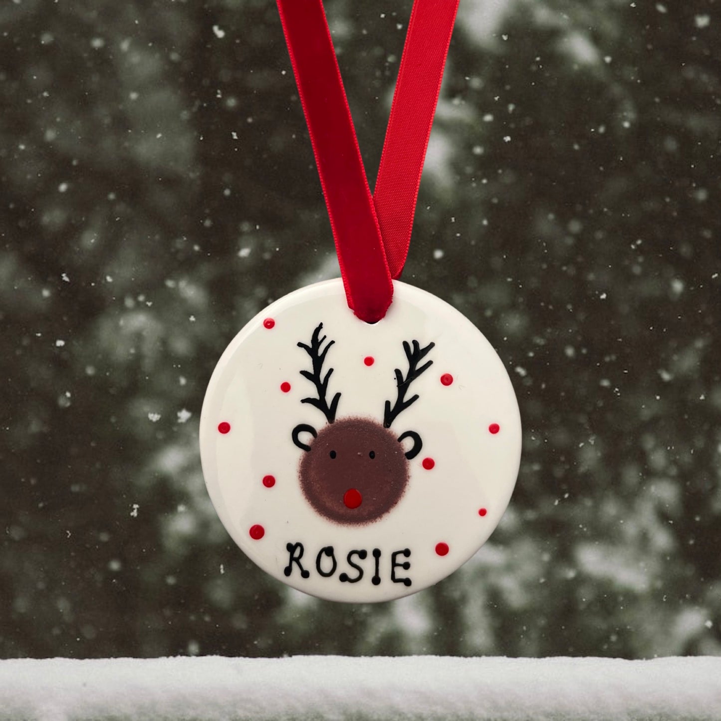 Ceramic disc bauble - Reindeer