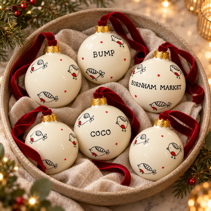 A Family of Robins - a set of 6 glass baubles