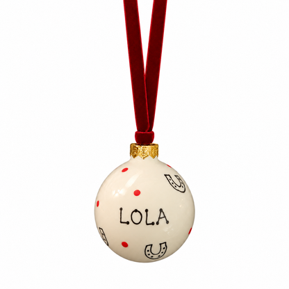Personalised pet name bauble - Horseshoes
