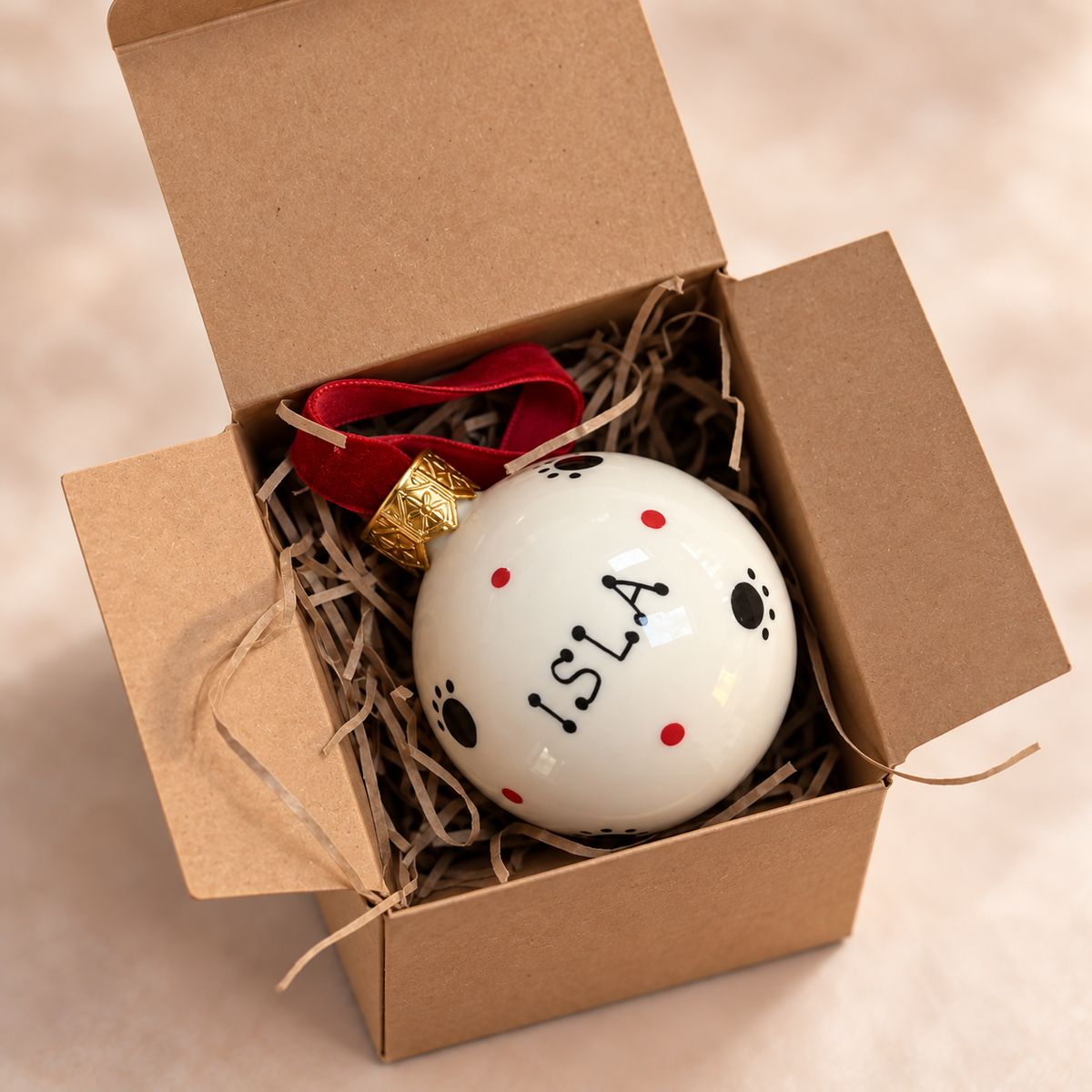 Personalised pet name bauble - Paw prints