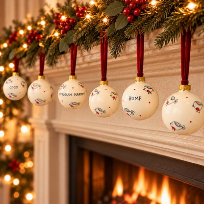 A Family of Robins - a set of 6 glass baubles