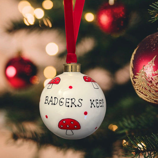 Glass bauble - Festive Mushrooms