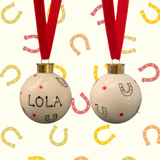 Personalised pet name bauble - Horseshoes