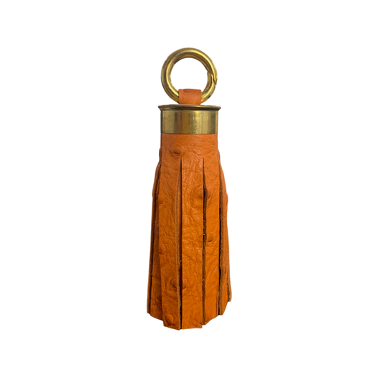 LEATHER TASSEL - ORANGE OSTRICH