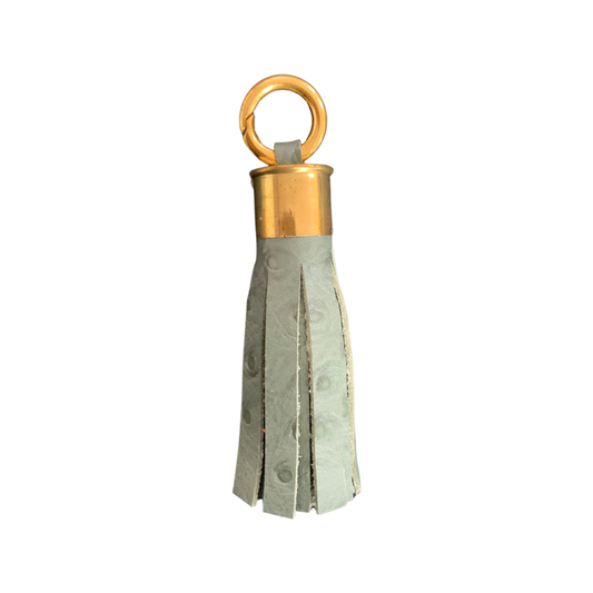 LEATHER TASSEL (SLIM) - TEAL OSTRICH