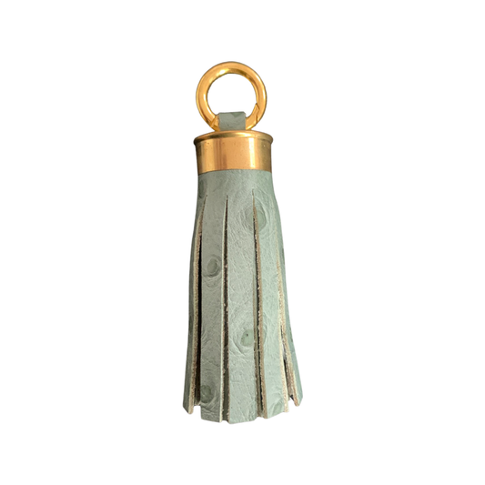 LEATHER TASSEL - TEAL OSTRICH