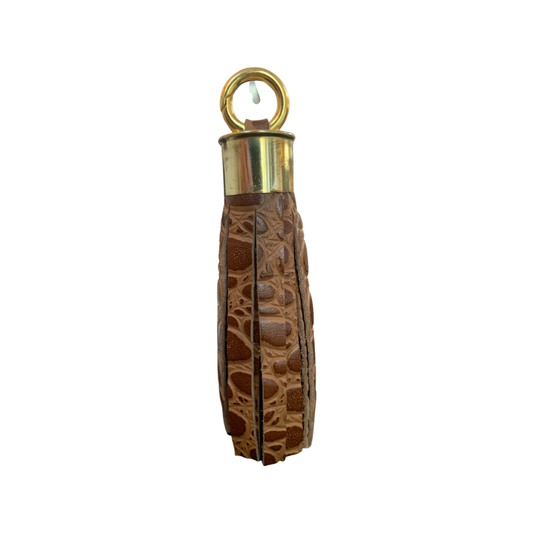 LEATHER TASSEL (LONG) - MOCK CROC TAN