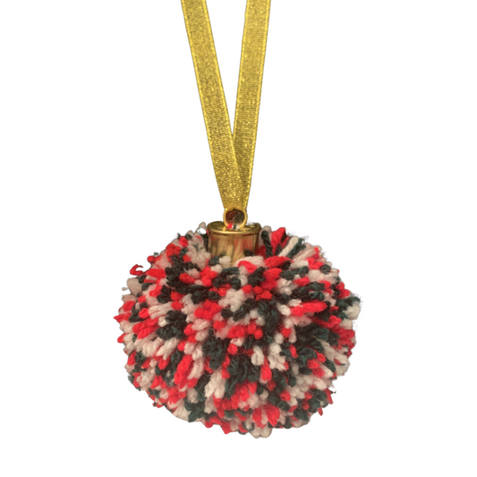 POMPOM BAUBLE - RED, WHITE & GREEN