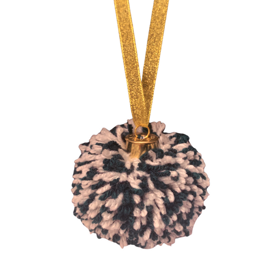 POMPOM BAUBLE - GREEN & WHITE