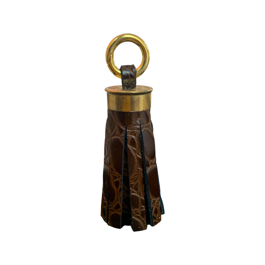 LEATHER TASSEL - MOCK CROC BROWN