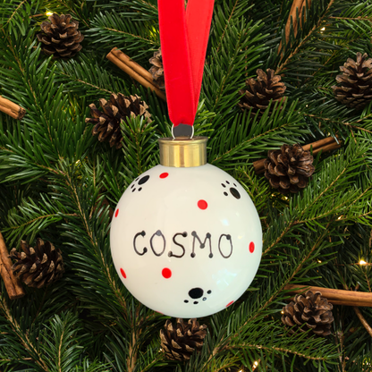 Personalised pet name bauble - Paw prints