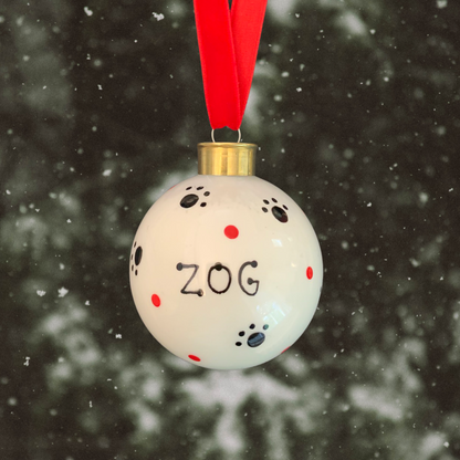 Personalised pet name bauble - Paw prints