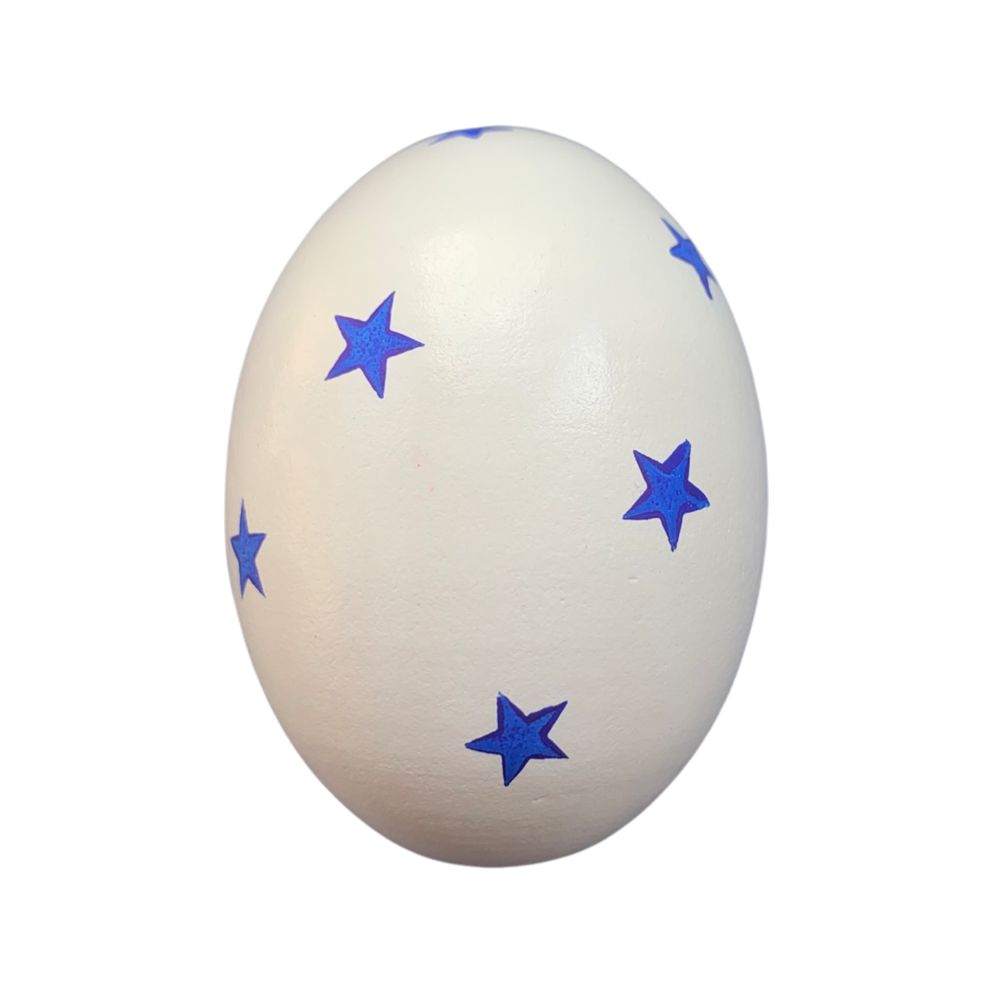 Wooden Egg - white egg with blue stars