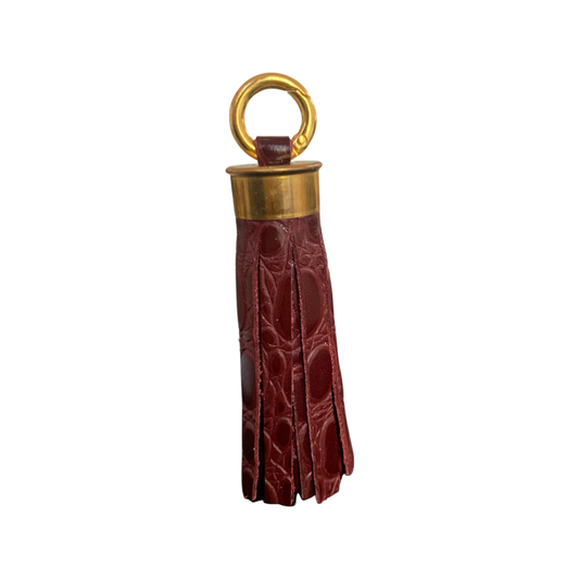 LEATHER TASSEL (SLIM) - MOCK CROC BURGUNDY