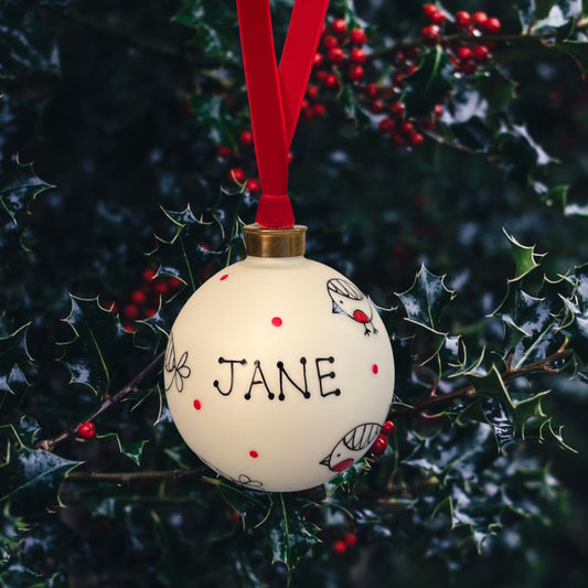 Glass bauble - Robins