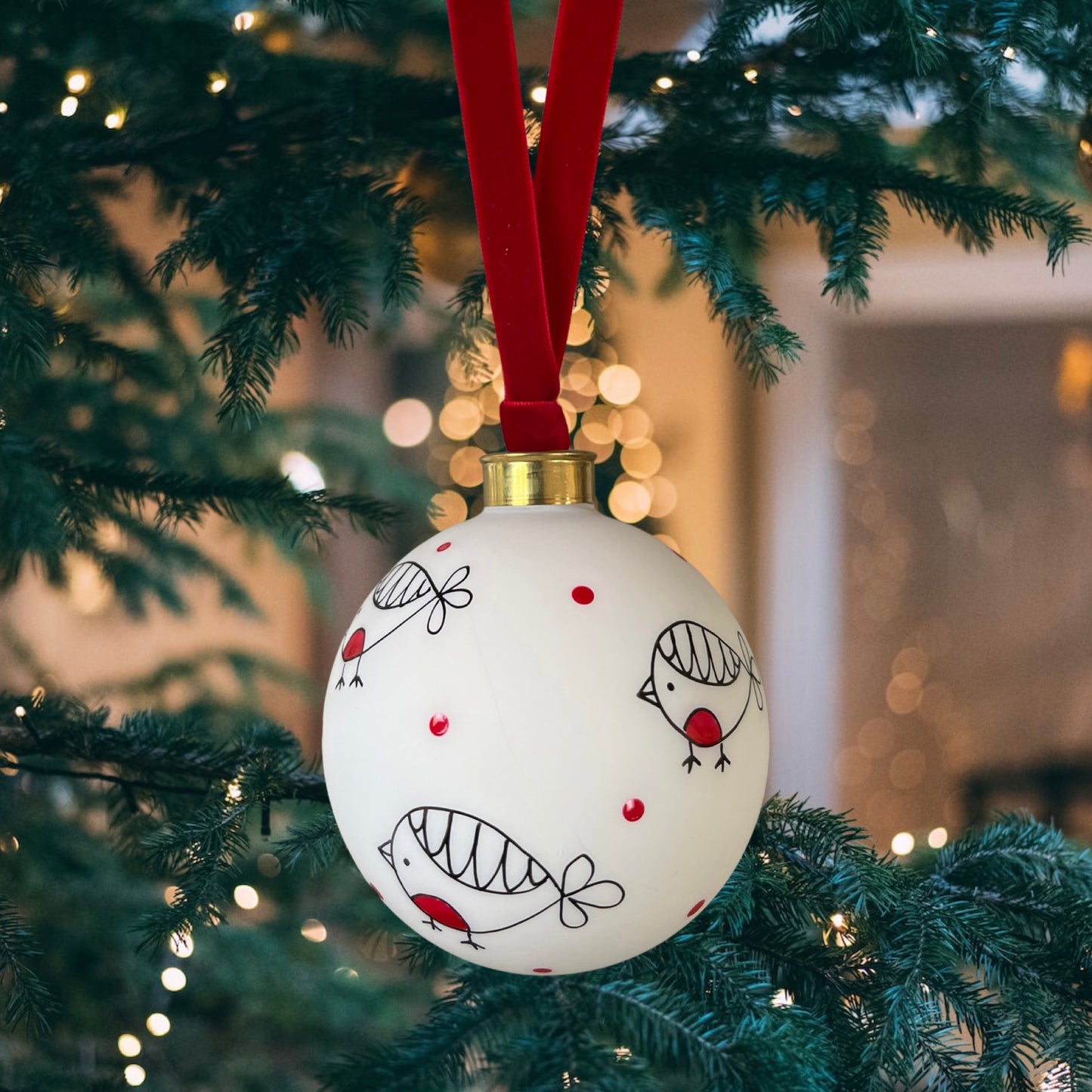 Glass bauble - Robins