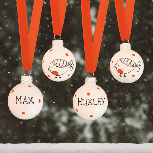 Mini glass bauble (8 pack) - Robins