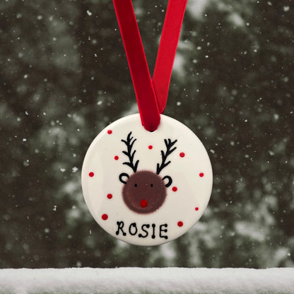Ceramic disc bauble - Reindeer