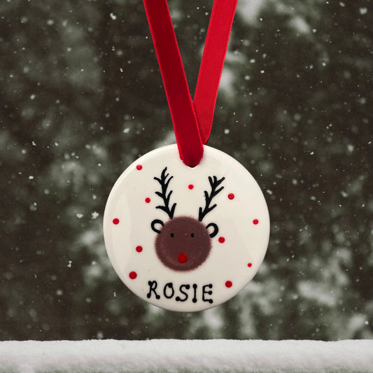 Ceramic disc bauble - Reindeer